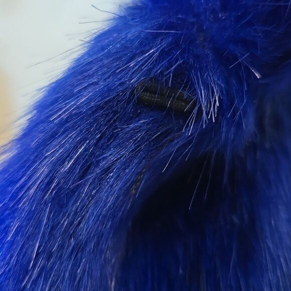 Cejon Black Blue Faux Fur Vest Steam Punk Goth Grunge Chic Rocker Ombre Size M - Picture 7 of 14